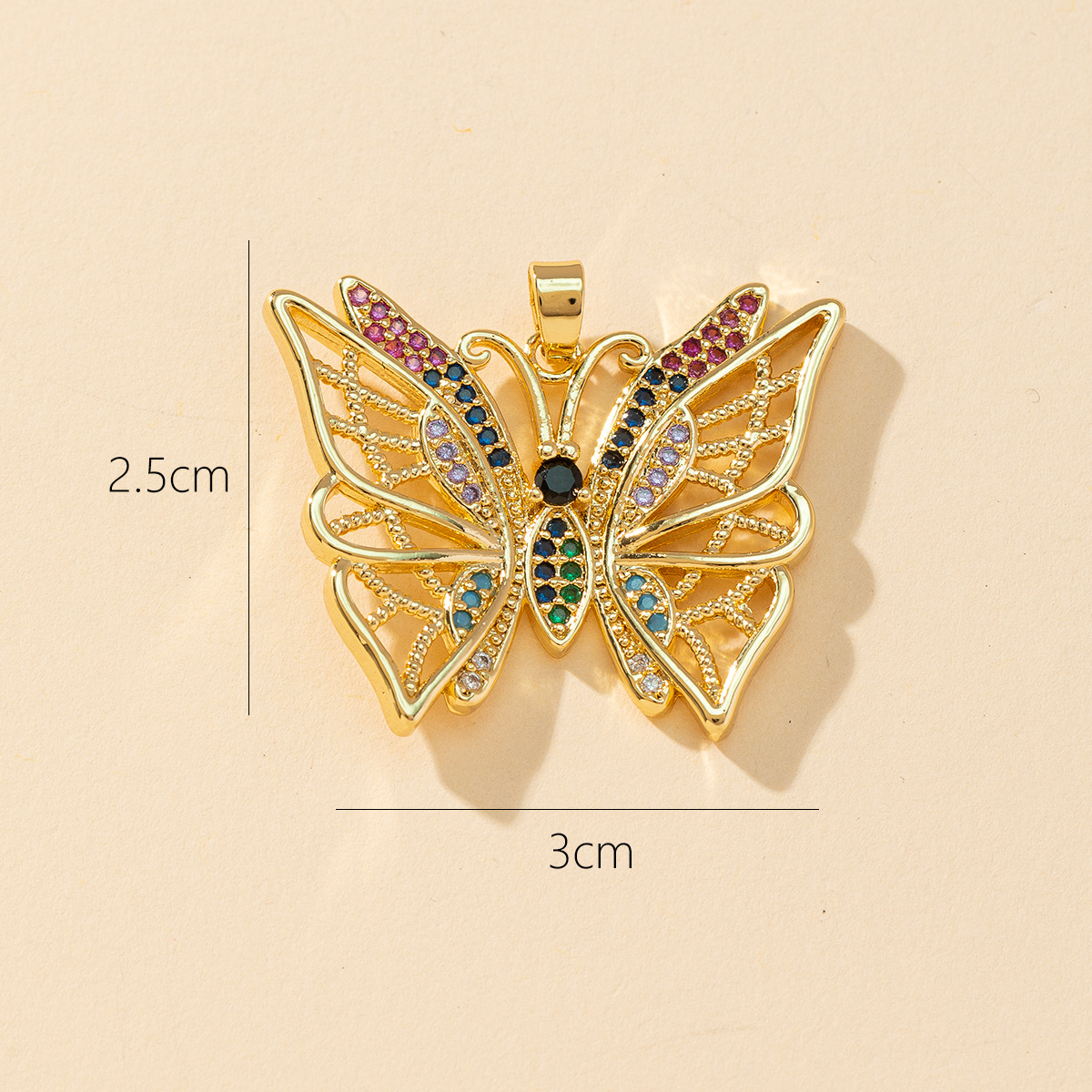 1 Piece Copper Rhinestones Butterfly Pendant display picture 10