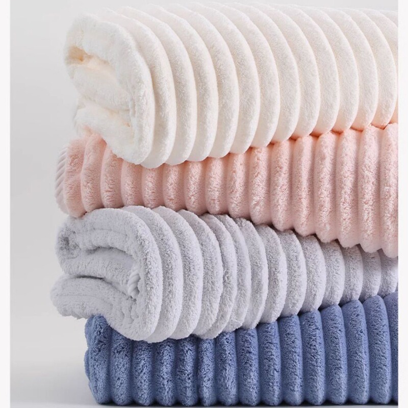 Coral Fleece Bath Towel New Style Thickened Large Adult Beach Towel Candy Striped Towel suit