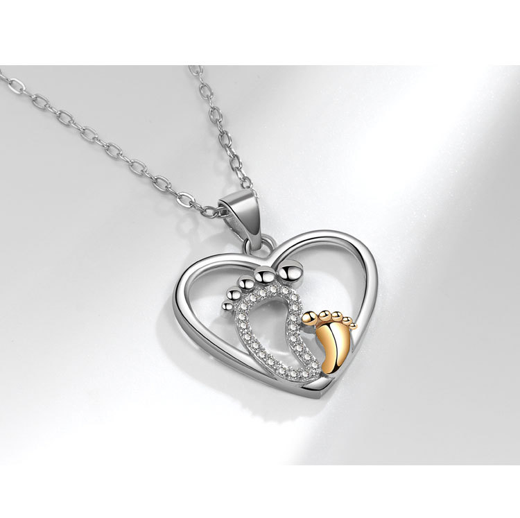 Casual Heart Shape Foot Copper Plating Rhinestones Pendant Necklace display picture 7