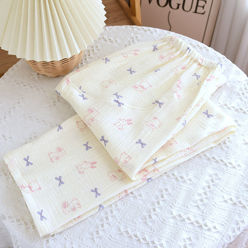 ZHY 크레이프 출산 바지 - 활 토끼