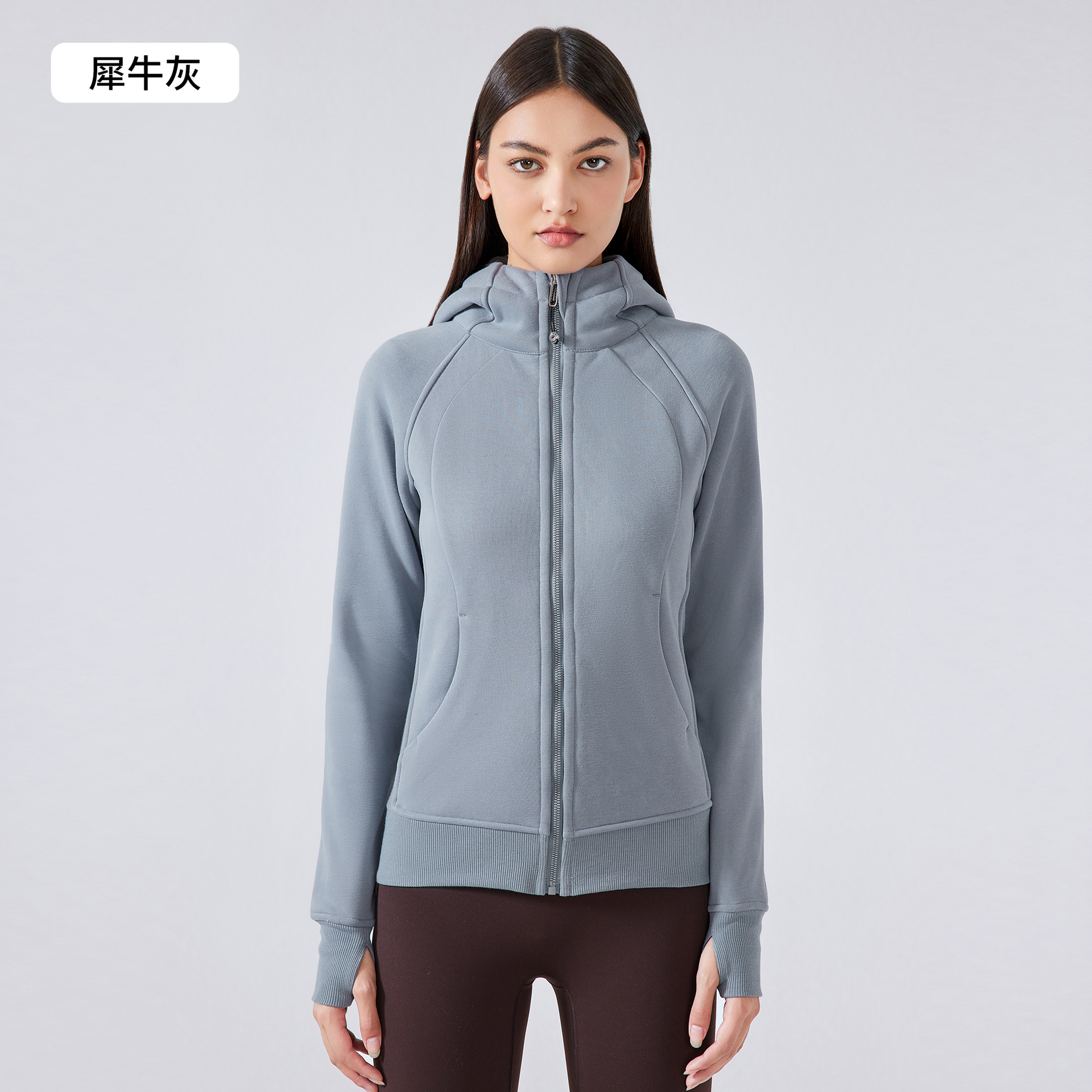 秋冬の新スタイルベルベットフード付きジッパースポーツジャケット女性のカジュアルアウトドアフィットネスヨガ服 DJ028 ソフト