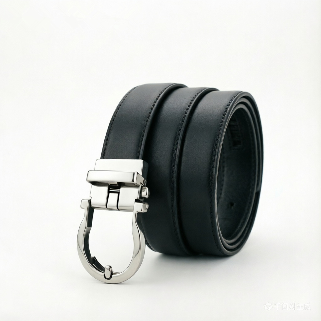 Black silver buckle / 90cm
