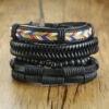 Vnox Mix 4Pcs/ Set Braided Wrap Leather Bracelets for Men W