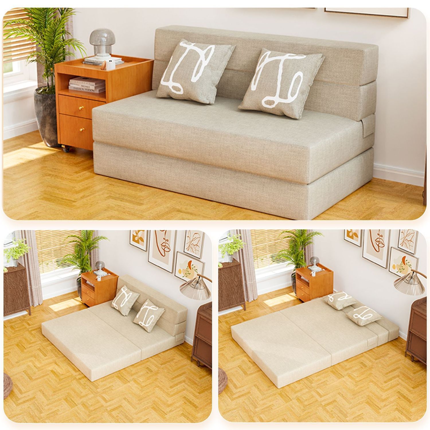Sofá cama plegable multifuncional sala de estar dormitorio pequeño tipo de alquiler de casa uno y dos usos tatami sofá perezoso