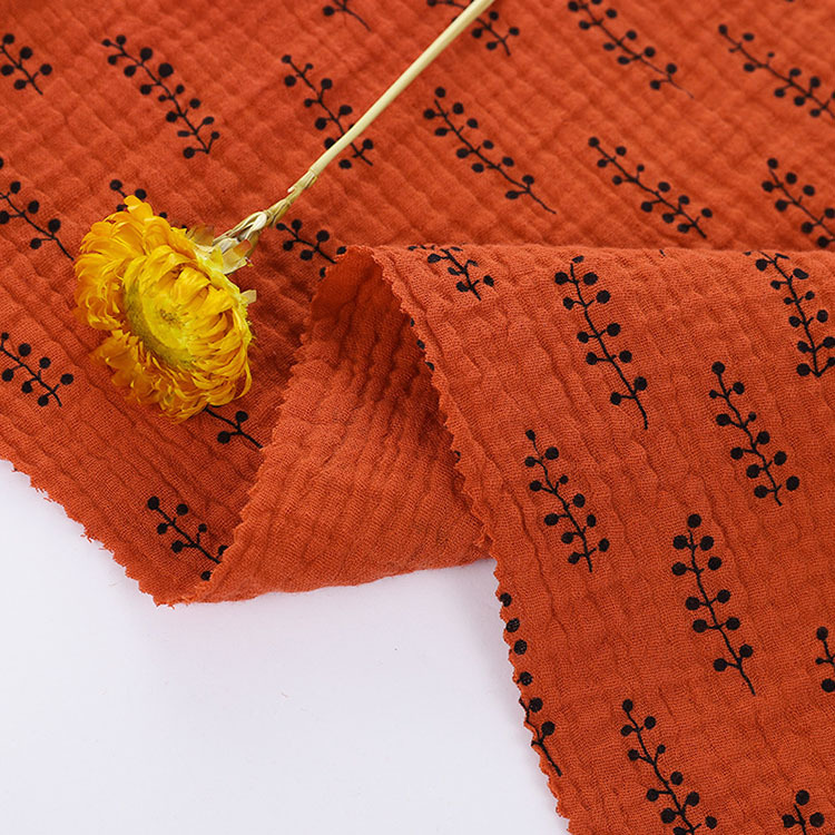 Nueva promoción de 125gsm impresión de patrón vegetal 100% algodón orgánico para ropa de tela de algodón plano image 3