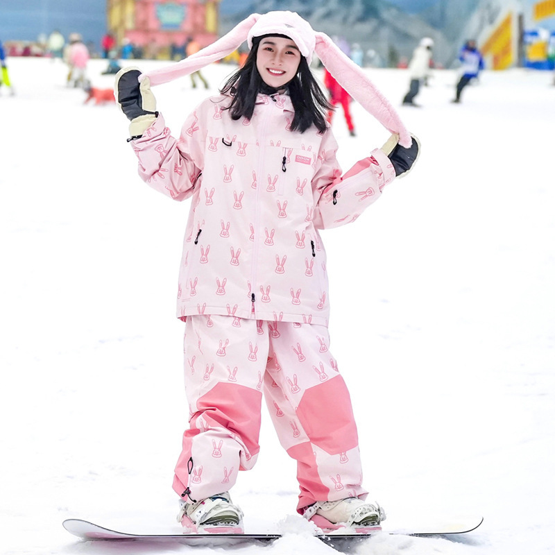 New Style Ski Suit Women's Single Board Double Board Winter Niche Trendy Brand Waterproof Warm Loose Ski Suit Men's Trouser Set New Style Ski Suit Women's Single Board Double Board Winter Niche Trendy Brand Waterproof Warm Loose Ski Suit Men's Trouser Set