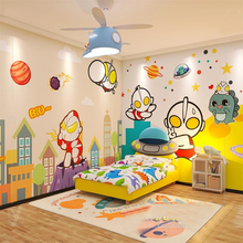 卡通动漫壁纸超人墙布儿童房主题壁布男孩卧室床头背景墙纸