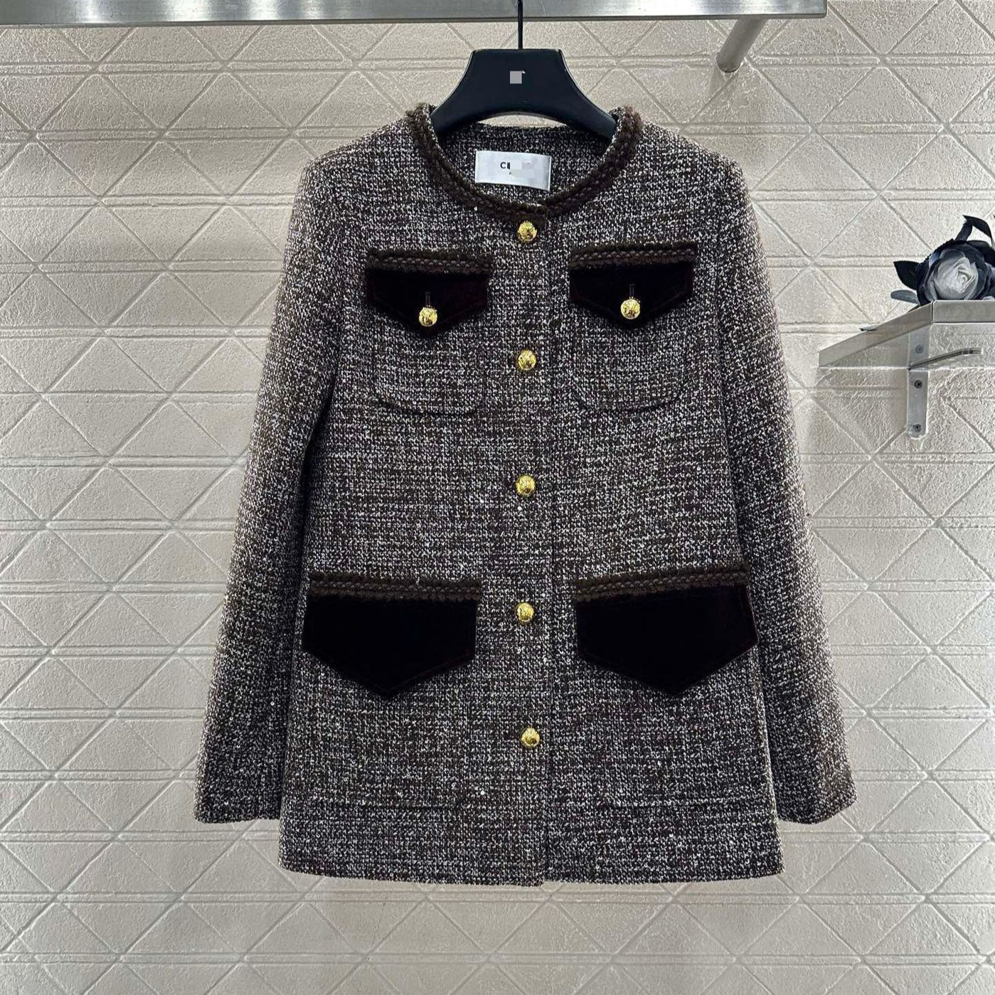 Ce Nanyou 25 Autumn and Winter New Wool Tweed Short Outwear Women's Retro Button Slim Fashion Woolen Outwear