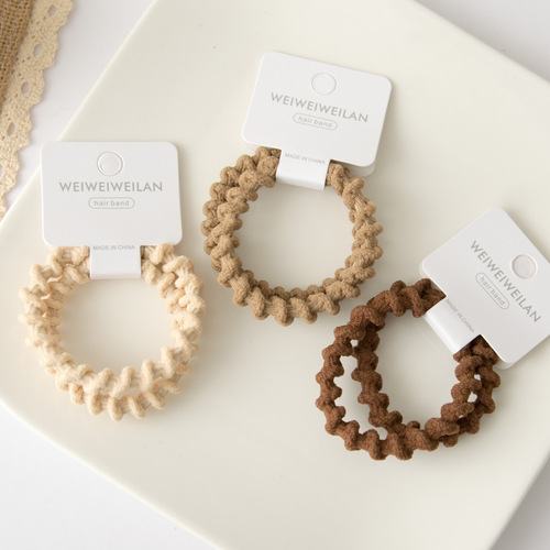 Pack of 2 Thick Threaded Milk Tea Hair Tie Cards, Versatile, High Elasticity, No Damage to Hair, Hair Tie Rubber Band Hair Accessory for Women