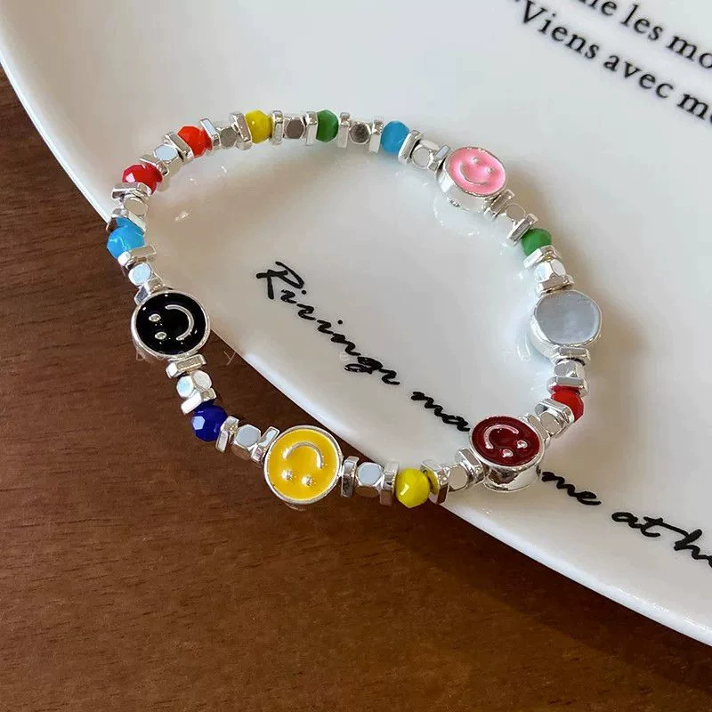Beaded children's bracelet, adjustable cord, assorted charm styles, 10 cm