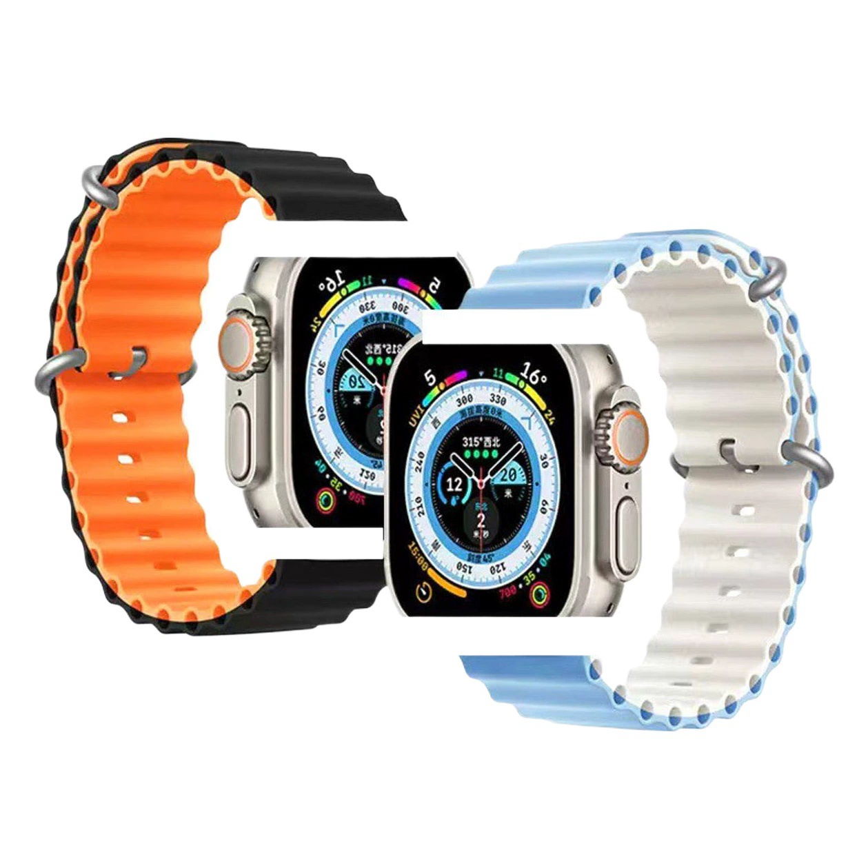 Силиконовый ремешок с двойной застежкой для Apple Watch 8 Ultra, Apple Ocean Strap, силиконовый ремешок для iWatch