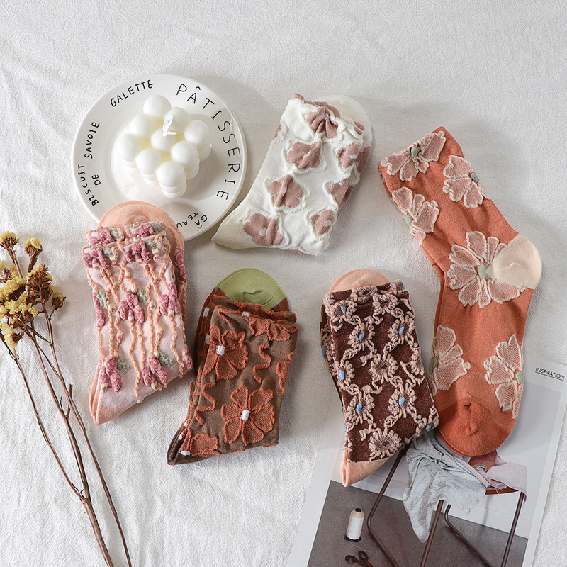Women's summer ins fashionable small flower mid-calf cotton socks South Korea all-matching Japanese cute women's all-matching cotton socks Women's summer ins fashionable small flower mid-calf cotton socks South Korea all-matching Japanese cute women's all-matching cotton socks