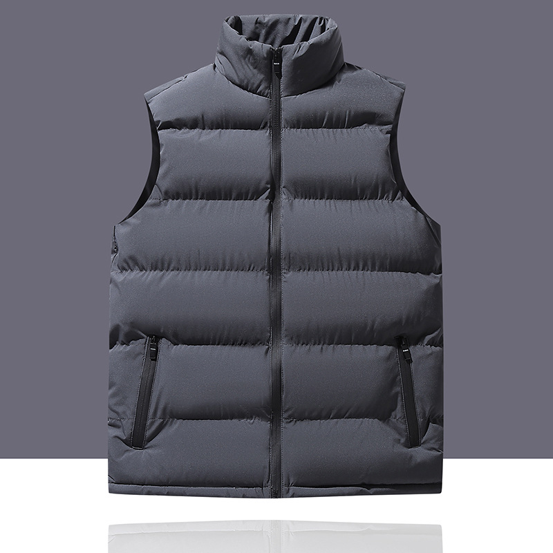 Invierno chaleco de algodón de pluma para hombres otoño y invierno ocio grueso chaleco caliente de cuello grande y chaqueta sin mangas de vello