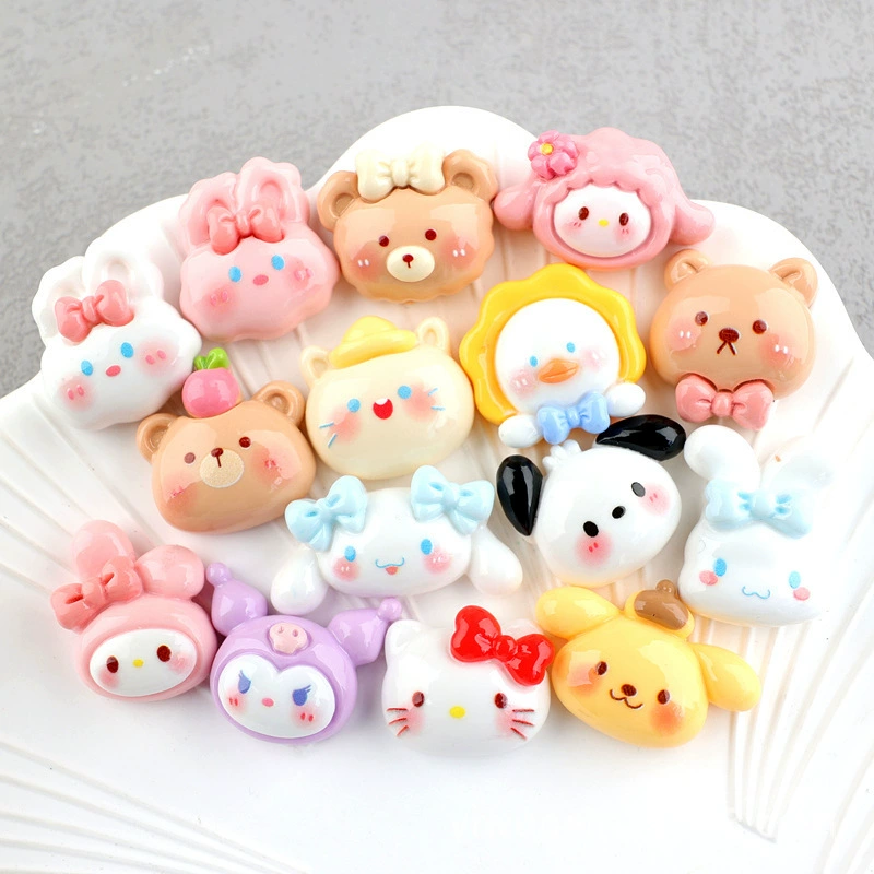 Sanrio, карикатурный кролик с аксессуарами, кремовый чехол для телефона, заколка для волос, аксессуар, веревка для волос, с малыми медведями, ручной работы