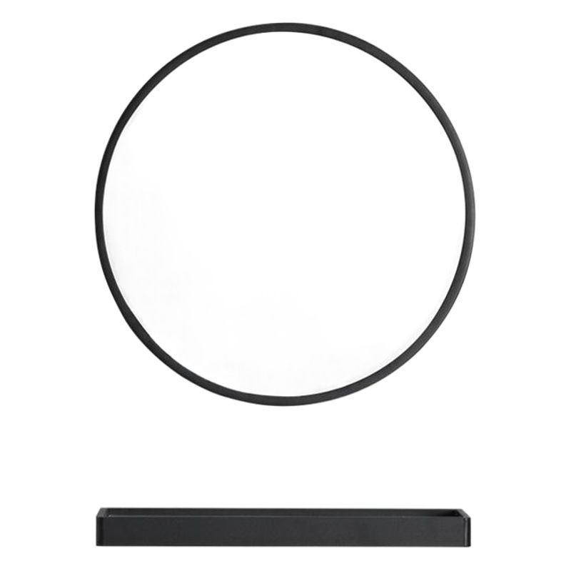 Espejo redondo de baño con estante para Norteamérica, espejo de maquillaje sin taladro, espejo nórdico de pared, espejo de baño sudamericano, espejo de tocador. image 1