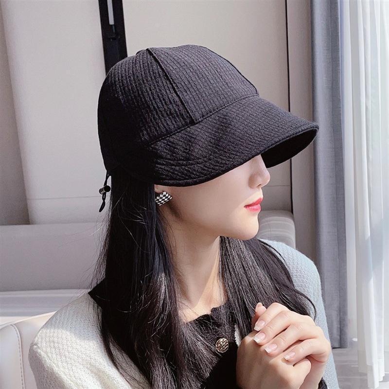 春と夏の女性向けの新しい売れ筋フィッシャーマンハット、顔を覆う無地の大きな頭囲の日よけ帽子、日焼け止め、韓国版、顔が見える小さなアヒルの舌|undefined