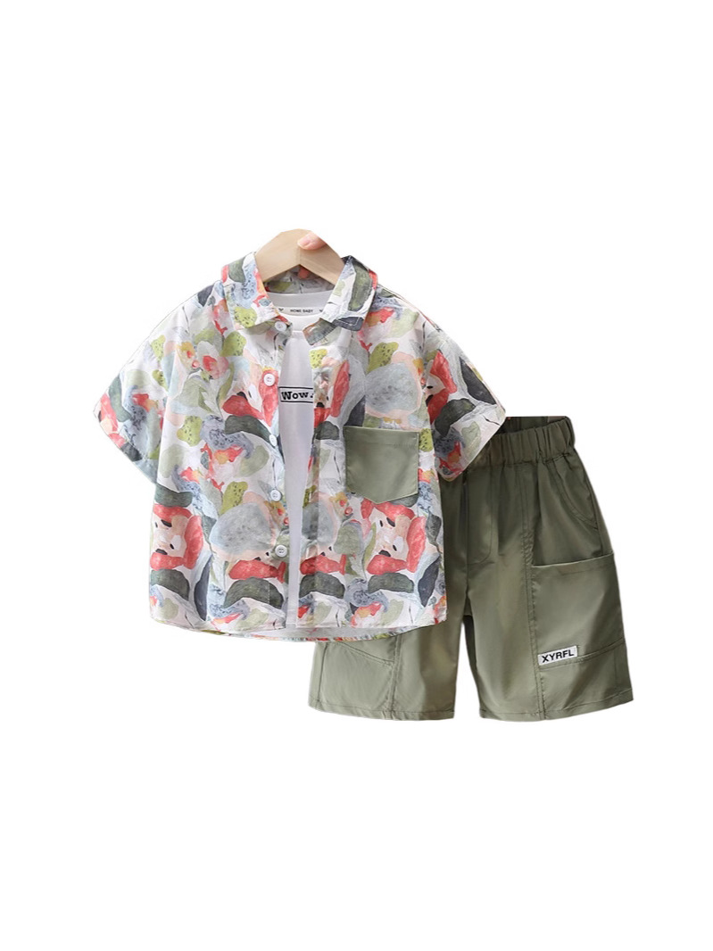 Conjunto de Camisa de Verano para Niños 7242, Estilo 2026, Ropa Delgada para Niños, Conjunto de Tres Piezas de Manga Corta para Bebés