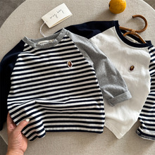 童装2025男童打底衫长袖儿童t恤春秋款1-6岁宝宝套头上衣撞色袖潮