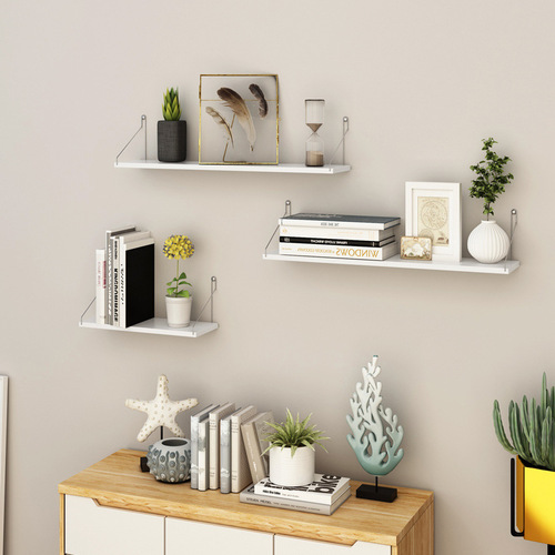 Wall-mounted shelf without drilling, wall hanging wall decoration one-word partition board living room bedroom stand bracket bookshelf wooden board