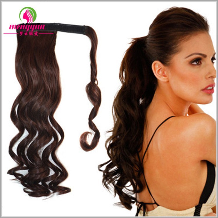 Europe and the United States popular hook and loop long curly hair wig ponytail long curly hair wig seamless hook and loop ponytail K06