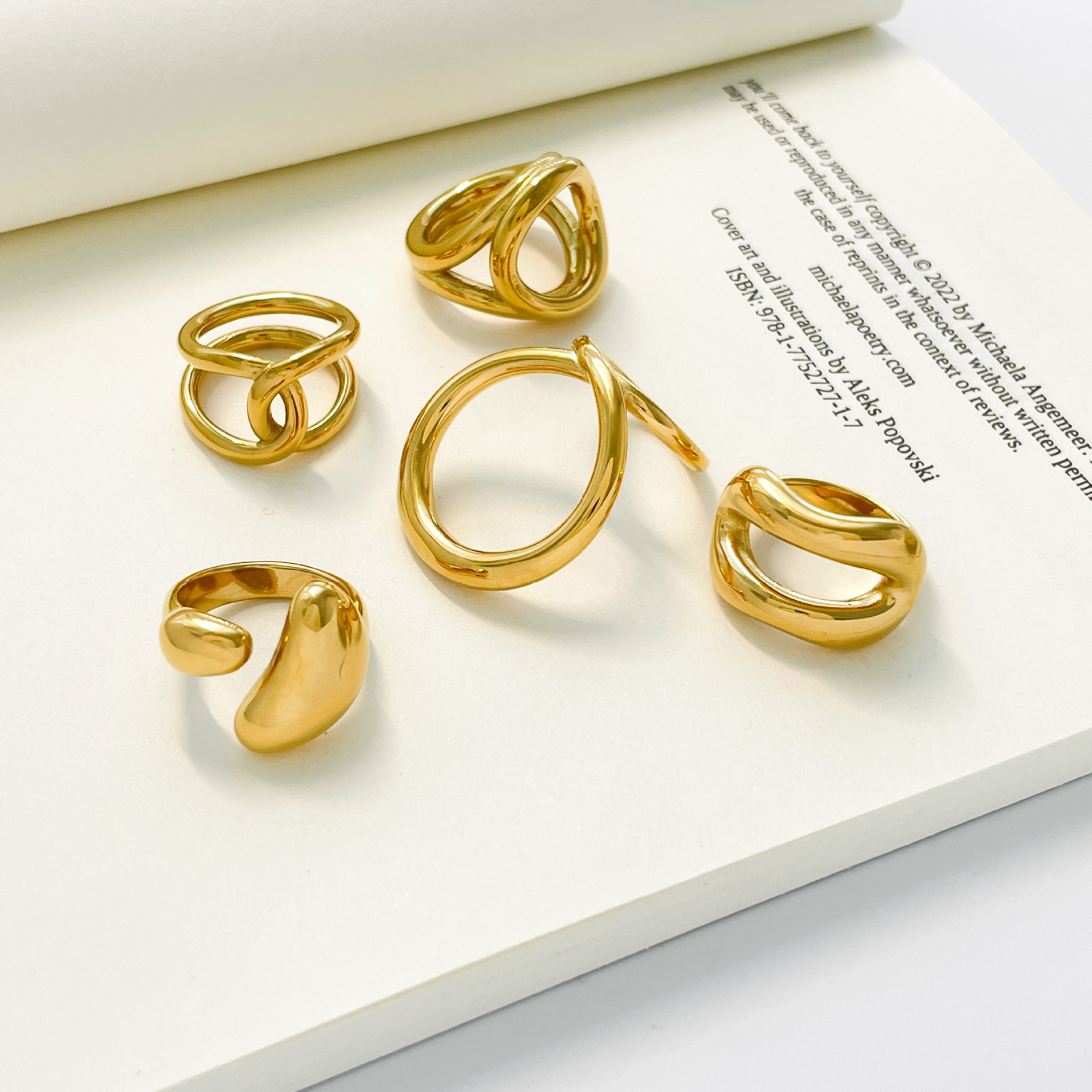 Joyería Al Por Mayor Estilo Simple Estilo Clásico Geométrico Acero Titanio Enchapado Anillos display picture 3