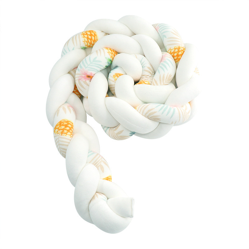 Protector de Barandilla de Cama con Trenza de Tres Hebras, Decoración de Barandilla de Cama para Bebés y Niños, Almohada Anudada de Estilo Europeo Tejida a Mano Estilo Ins.
