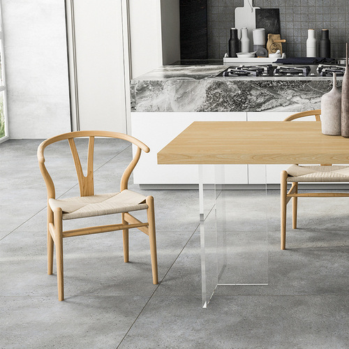 Acrylic rectangular solid wood island dining table, Italian modern minimalist extendable floating workbench table with large panel