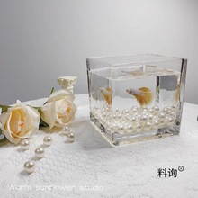 方形加厚玻璃小型鱼缸家用办公室桌面金鱼缸懒人造景装饰斗鱼缸