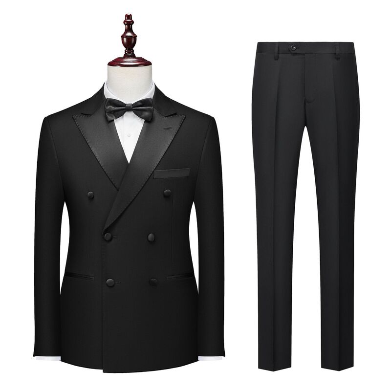 Barge collar double row six-button banquet dress art test performance chorus suit suit men's wedding host