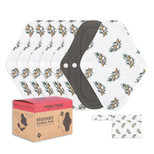 Nordic ins cross-border spot bamboo charcoal digital foreign style printing washable sanitary napkin 6 pieces Kraft paper set