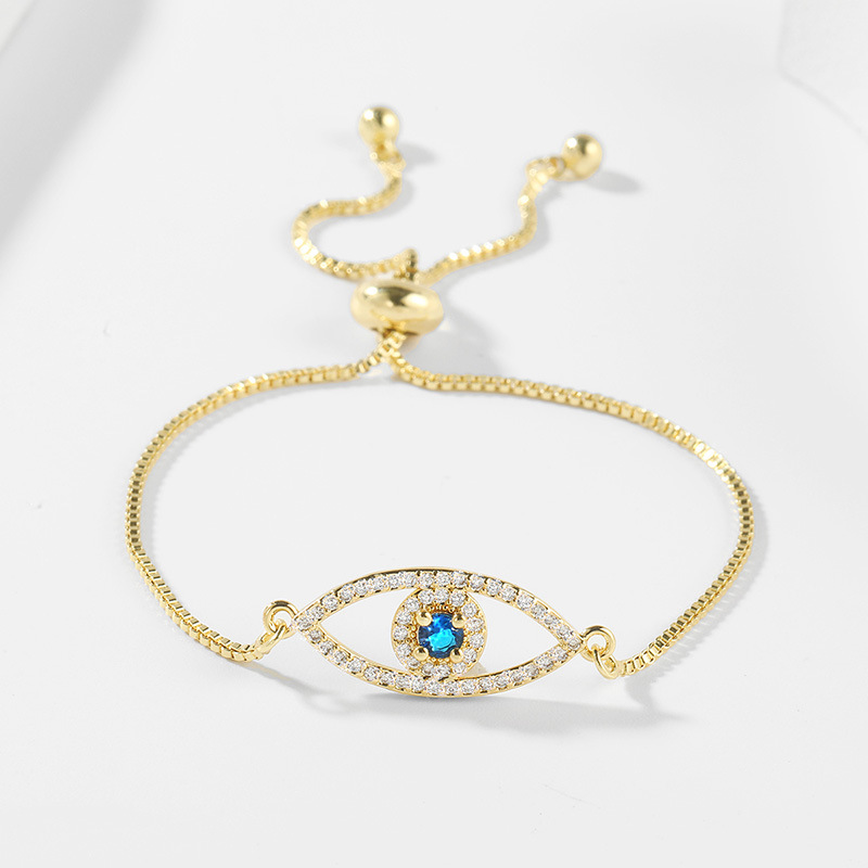 simple copper-inlaid zircon pull-eye bracelet wholesale