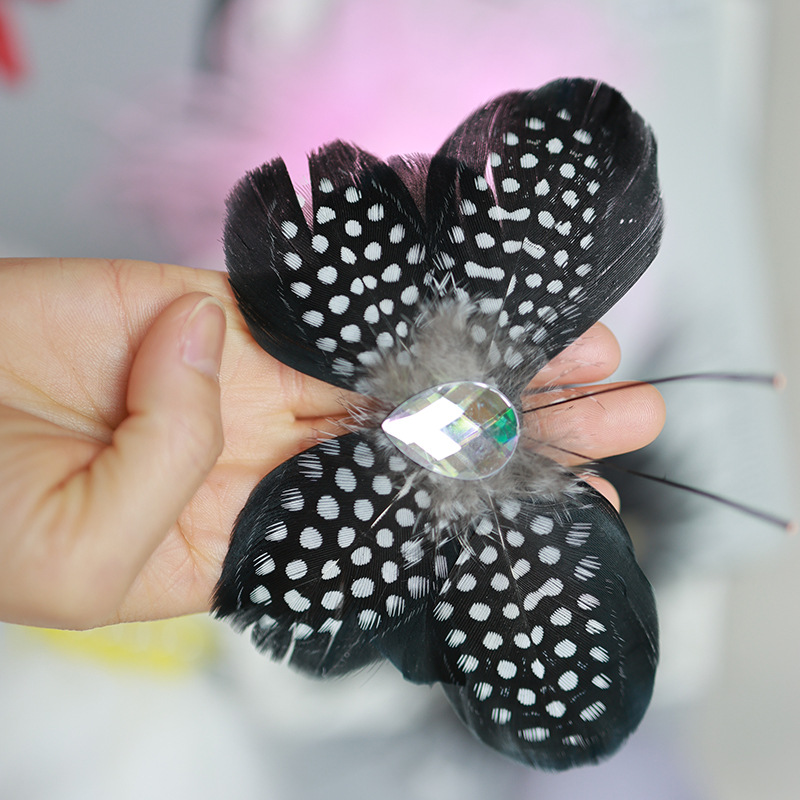 Plumas negras al por mayor diy materiales hechos a mano bolsas accesorios accesorios para niños jardín de infantes creativo curso de arte