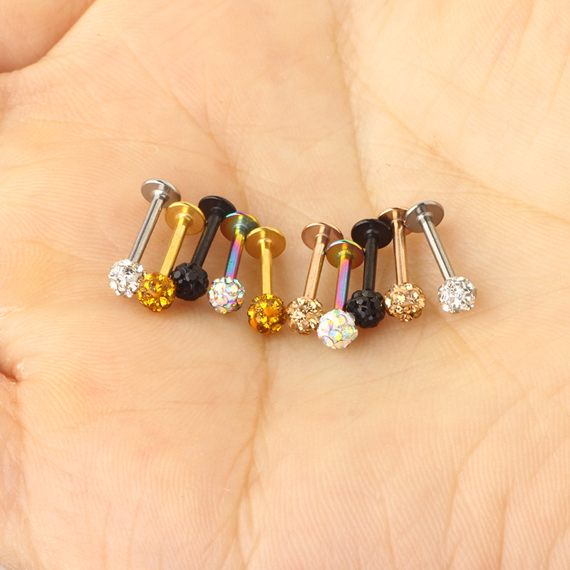 16G labret stud size and finish detail
