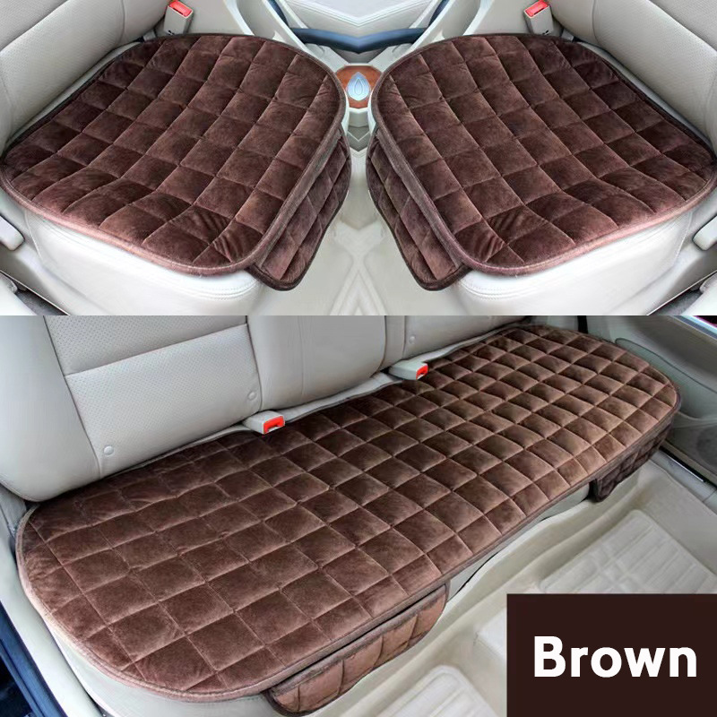 Car seat cushion, winter plush anti-slip three-piece set, two front seats + rear seat without backrest, small three-piece set, manufacturer wholesale