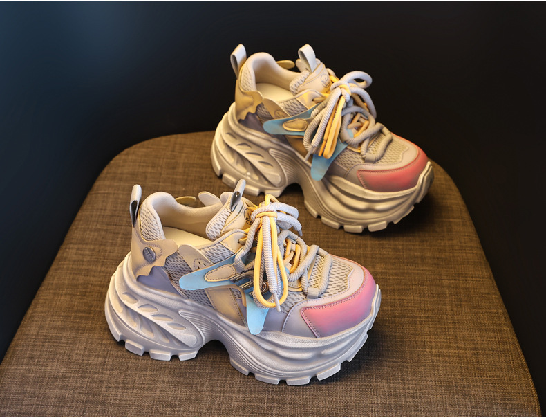 Giày sneaker nữ đế dày chunky lưới thoáng khí tăng chiều cao — màu sắc chi tiết 4