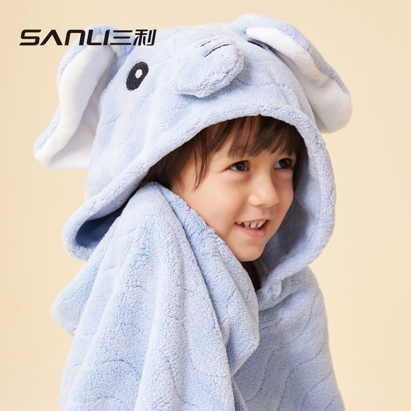 Sanli Towel New Children's Cloak Stereo Cartoon Hooded Cloak Baby Wearing Bath Towel Coral Fleece Large Bathrobe Sanli Towel New Children's Cloak Stereo Cartoon Hooded Cloak Baby Wearing Bath Towel Coral Fleece Large Bathrobe