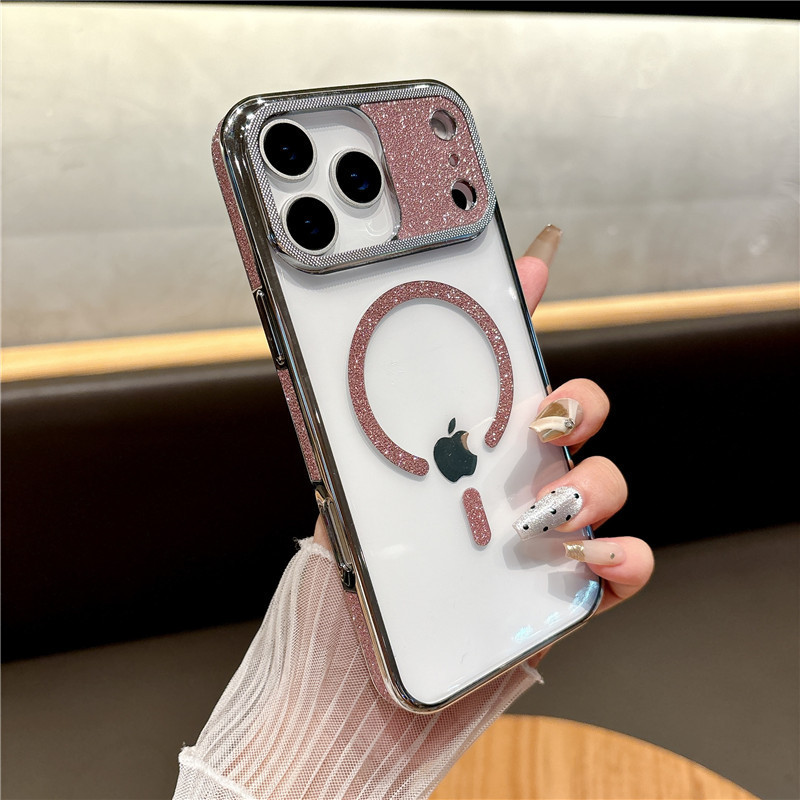 适用苹果17Air电镀散粉手机壳iPhone17ProMax保护套透明磁吸新款|undefined