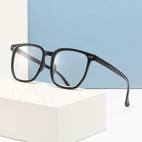 New Retro Eyeglass Frames with Anti-Blue Light and Color-Change Lenses, Plain Glasses, Minimalist Large Frames, Fashionable and Artistic Plain Glasses