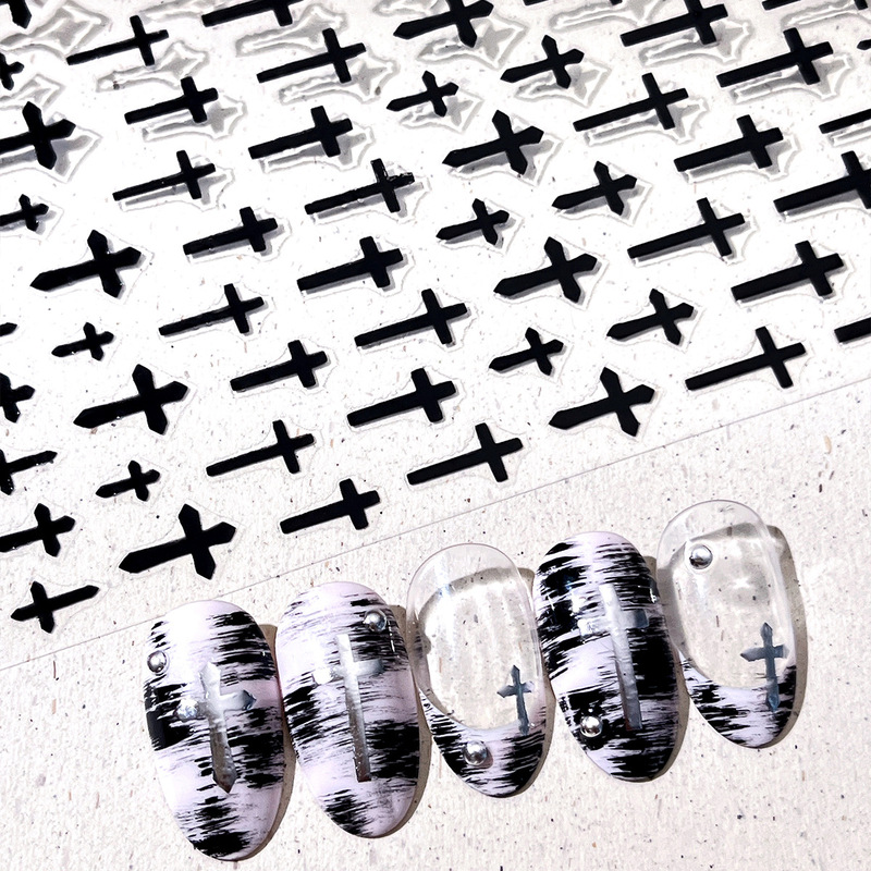 Kro Heart Nail Art Accessories Internet Celebrity Hot Item Smiley Face Heart Dark Cross Black and White Checkered Nail Decoration Stickers Kro Heart Nail Art Accessories Internet Celebrity Hot Item Smiley Face Heart Dark Cross Black and White Checkered Nail Decoration Stickers