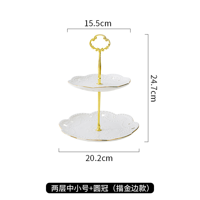 Luz de lujo cerámica de doble capa plato de aperitivos hogar sala de estar mesa de café pastel mesa de postre merienda creativa fruta seca plato de decoración de frutas