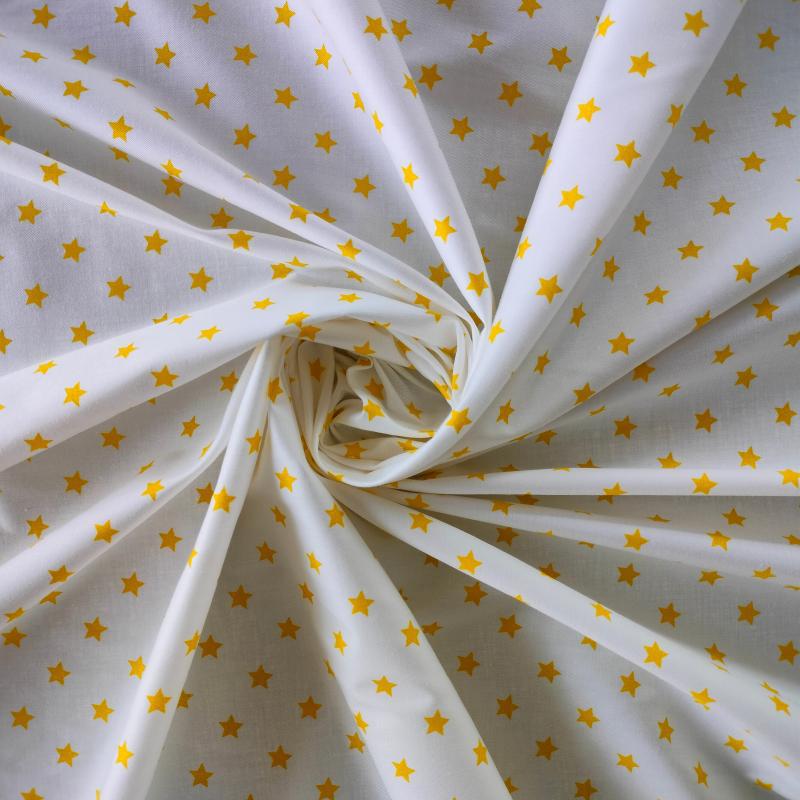 跨境热卖纯棉斜纹布料 全棉白底小星星  床上用品  睡衣面料