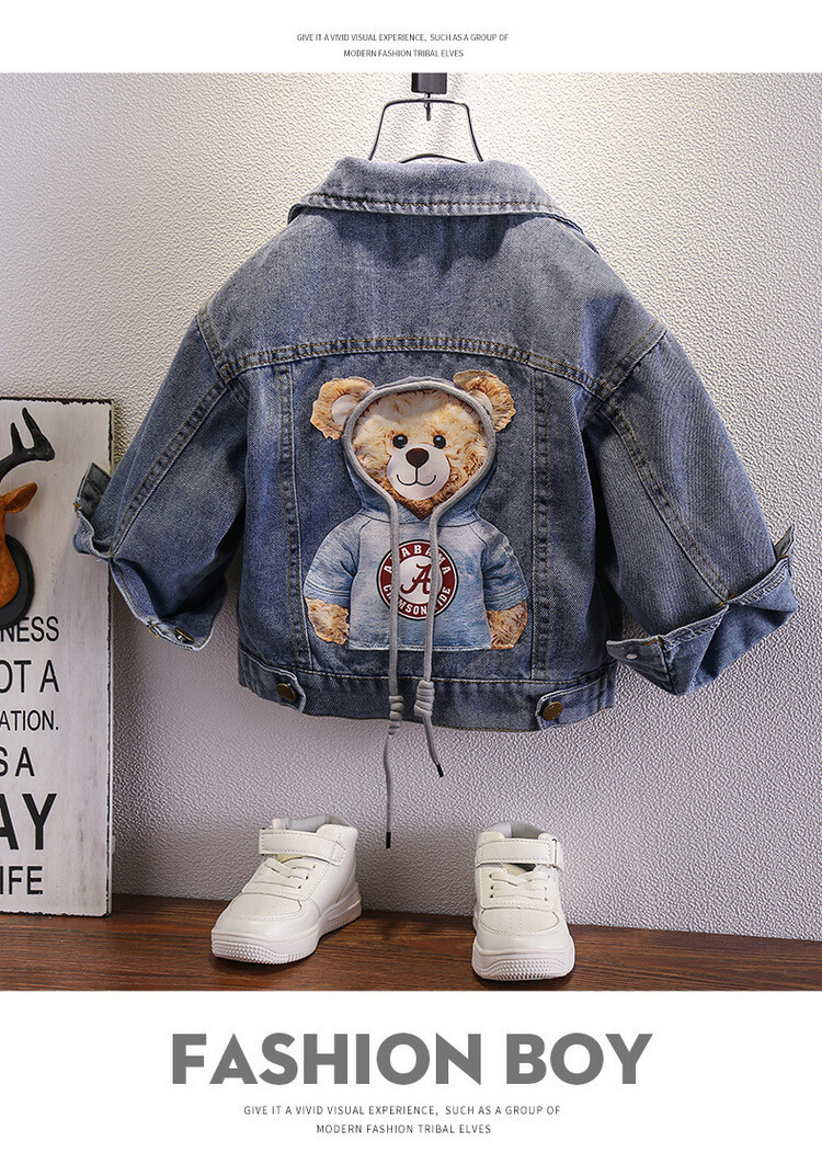 Cappello da orsacchiotto con schiena da bambino in corda 2024 Primavera e autunno Nuovo giubbotto in denim per bambini_voghion.com
