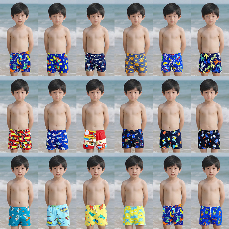 儿童泳衣男童卡通数码印花游泳裤夏季男孩儿童速干沙滩裤平角裤