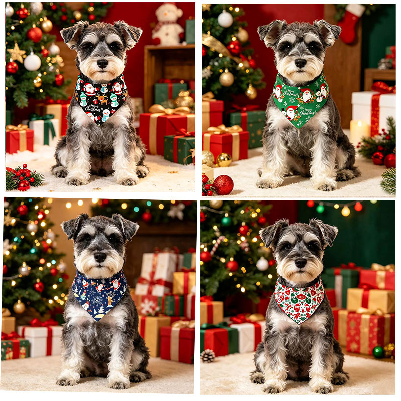 New cross-border pet Christmas bandanas, dog bibs, cat neck scarves, puppy accessories in stock