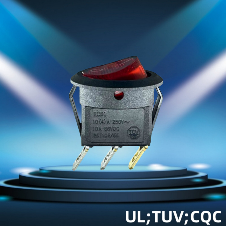KCD1-A船型开关 8A/250V 16A/125V 圆形带灯翘板开关 TUV  UL直流