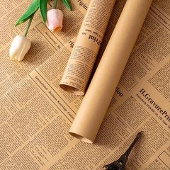 Retro Kraft Paper Bouquet Flowers Wrapping Paper Gift Floral Floral Full Set Material Wholesale English Background Wall Newspaper