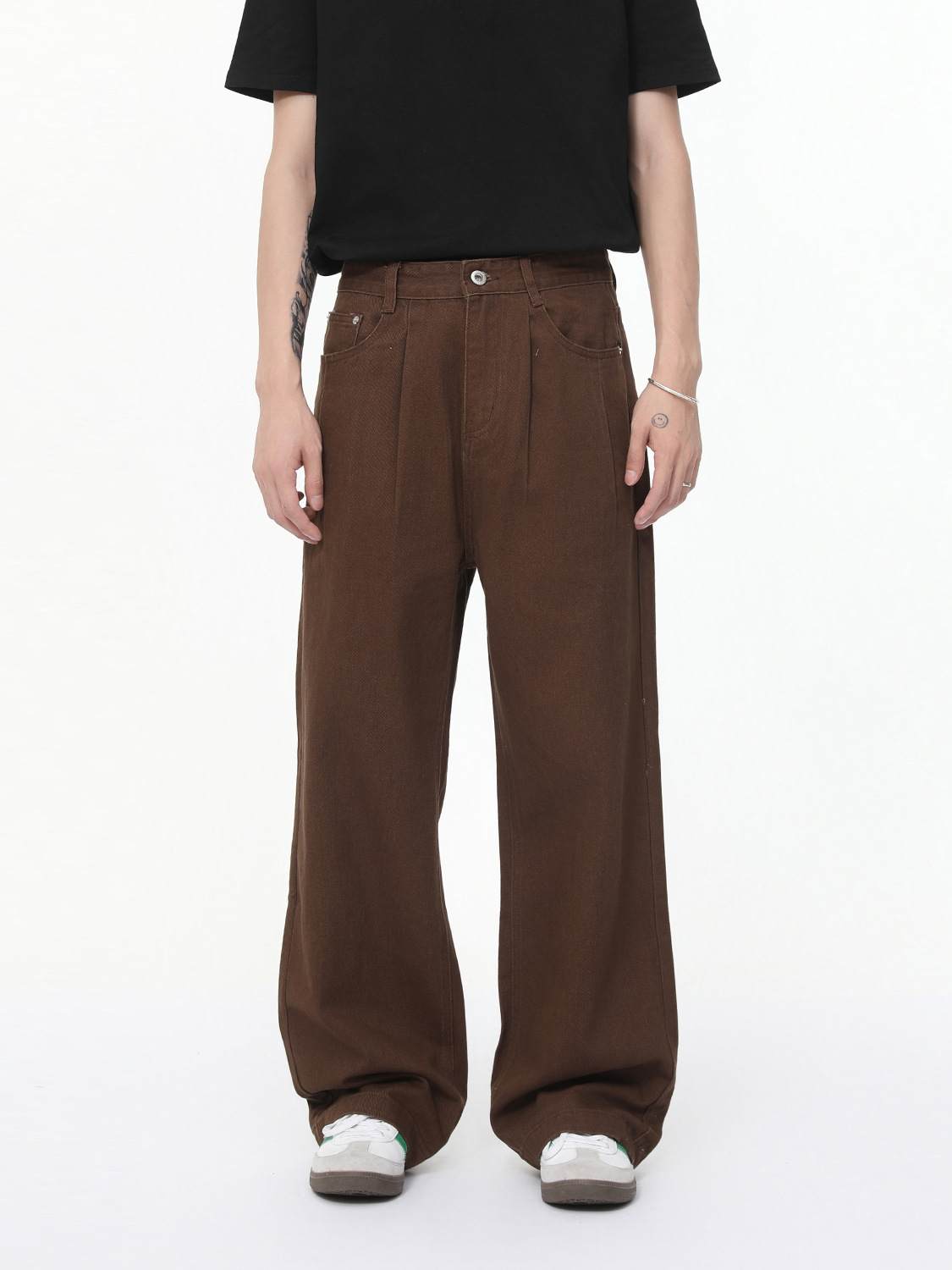 MTLCLOTHES para hombre | Versión coreana del diseño de pliegues rectos de color sólido de estilo coreano