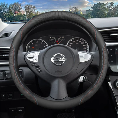 Steering wheel cover Cover - nissan-exclusive-round-two-tone-stitching-ultra-thin-style-nissan-sylphy