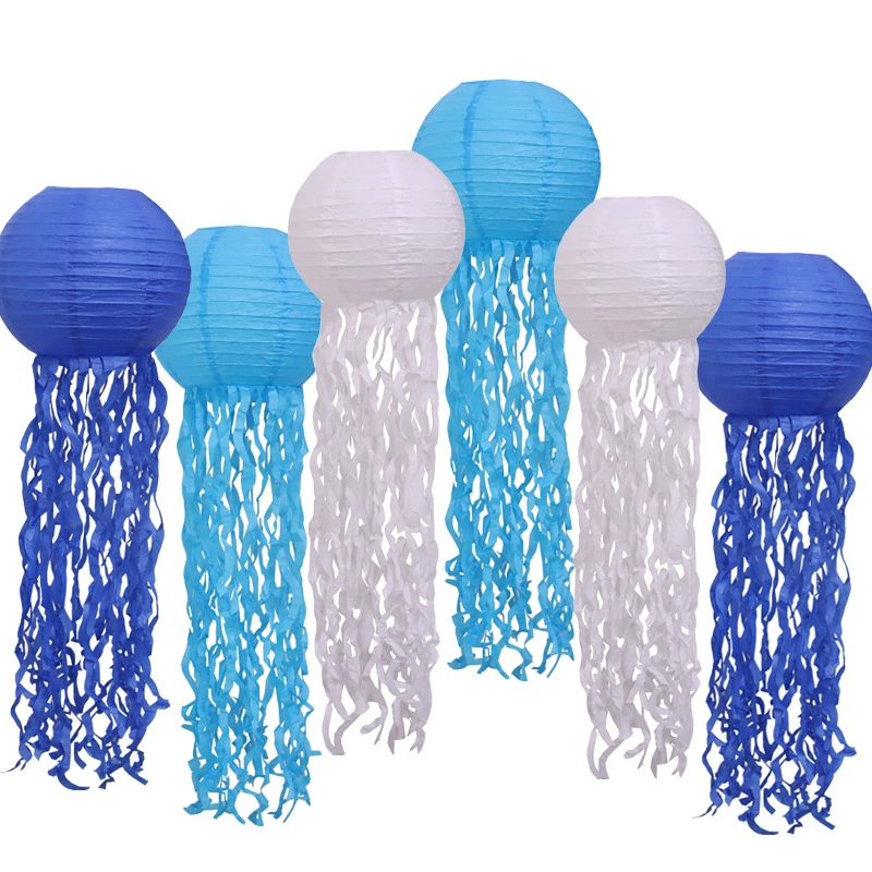 Оптовая морская тематическая вечеринка медузы бумажный фонарь русалка день рождения украшения красочный висячий фонарь декоративные принадлежности
