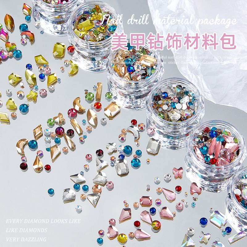 Internet Celebrity Nail Art Diamond Mixed Jewelry Wholesale Glass Diamond Flats Bottom Special-Shaped Diamond 3D Butterfly Diamond Nail Diamond Material Package Internet Celebrity Nail Art Diamond Mixed Jewelry Wholesale Glass Diamond Flats Bottom Special-Shaped Diamond 3D Butterfly Diamond Nail Diamond Material Package